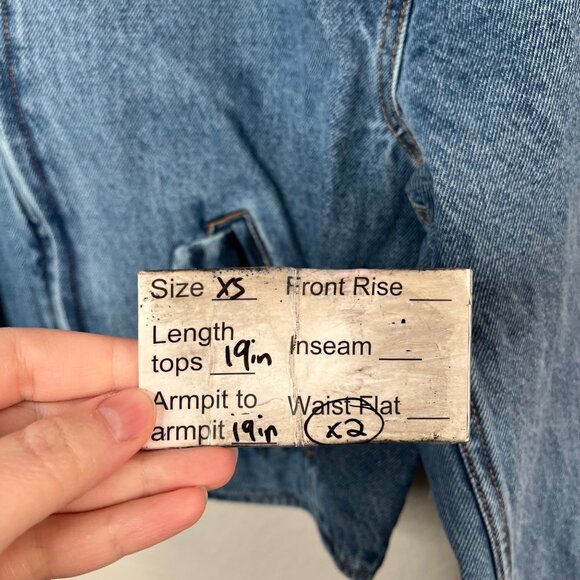 Sam Edelman Mesa High-Pile Fleece Collar Zip-Up Crop Denim Moto Jacket XS - Picture 2 of 11